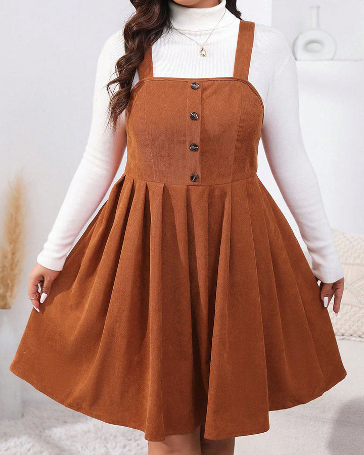 NADELEINE™ - Casual Plus Size Pleated A-Line Sleeveless Mini Dress